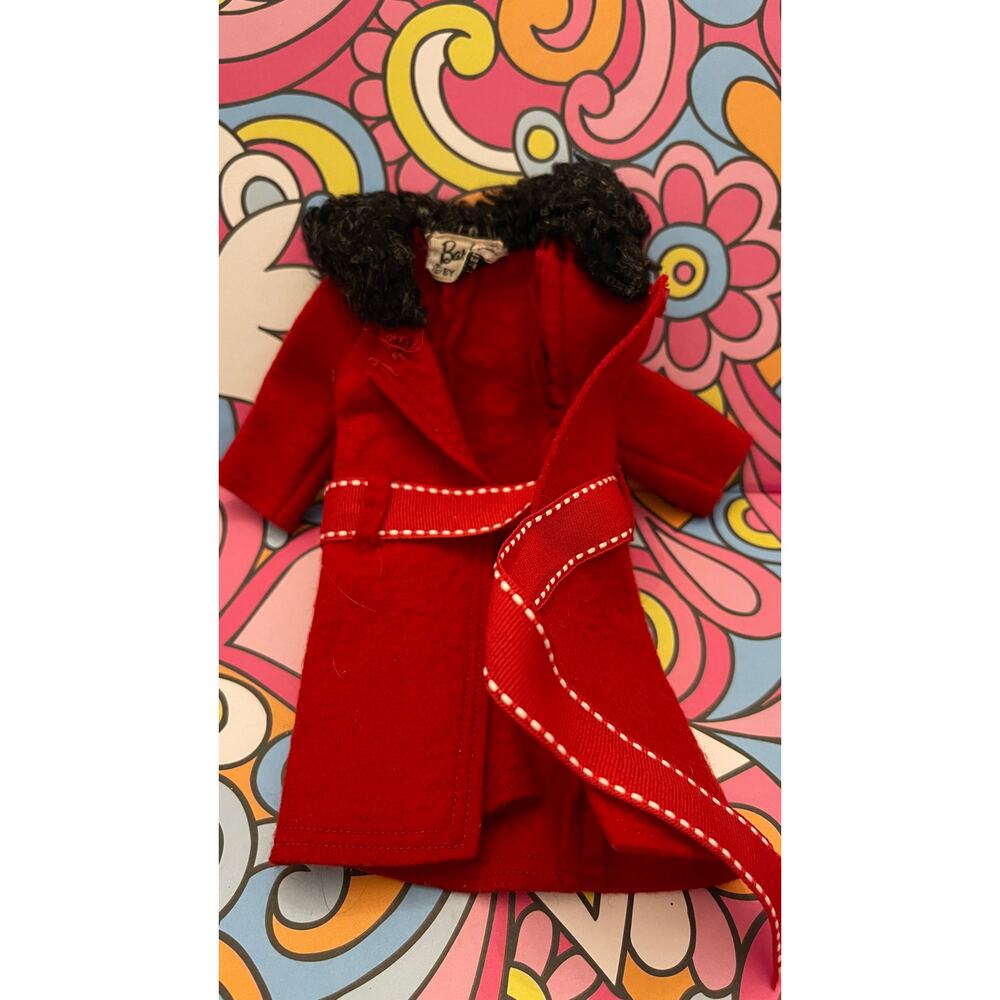 Vintage Mattel vintage red it's cold outside felt coat faux fur collar Tagged
